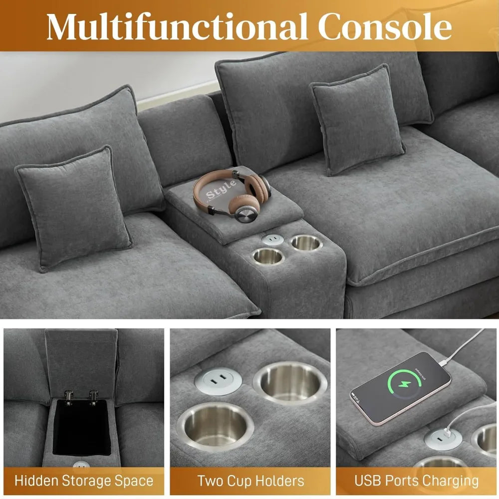 Cloud Couch Modular Gray Sectional With Chenille Comfort