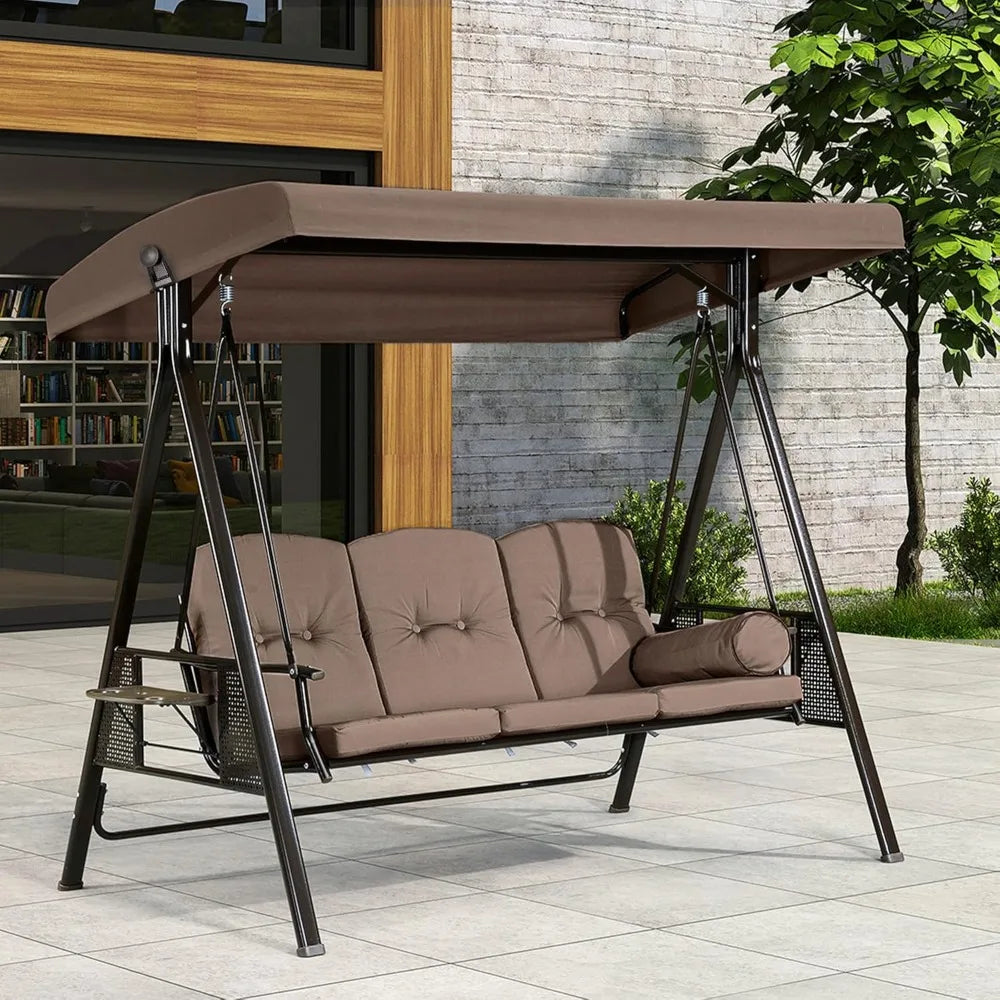 YANYING Deluxe Outdoor Patio Swing with Adjustable Canopy
