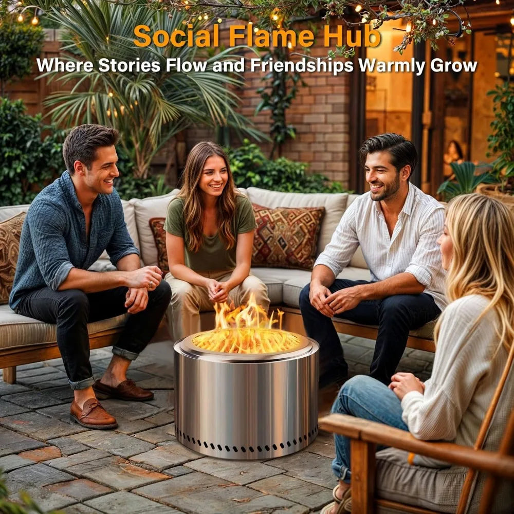 Stainless Steel Outdoor Fire Pit Smokeless Wood Burner