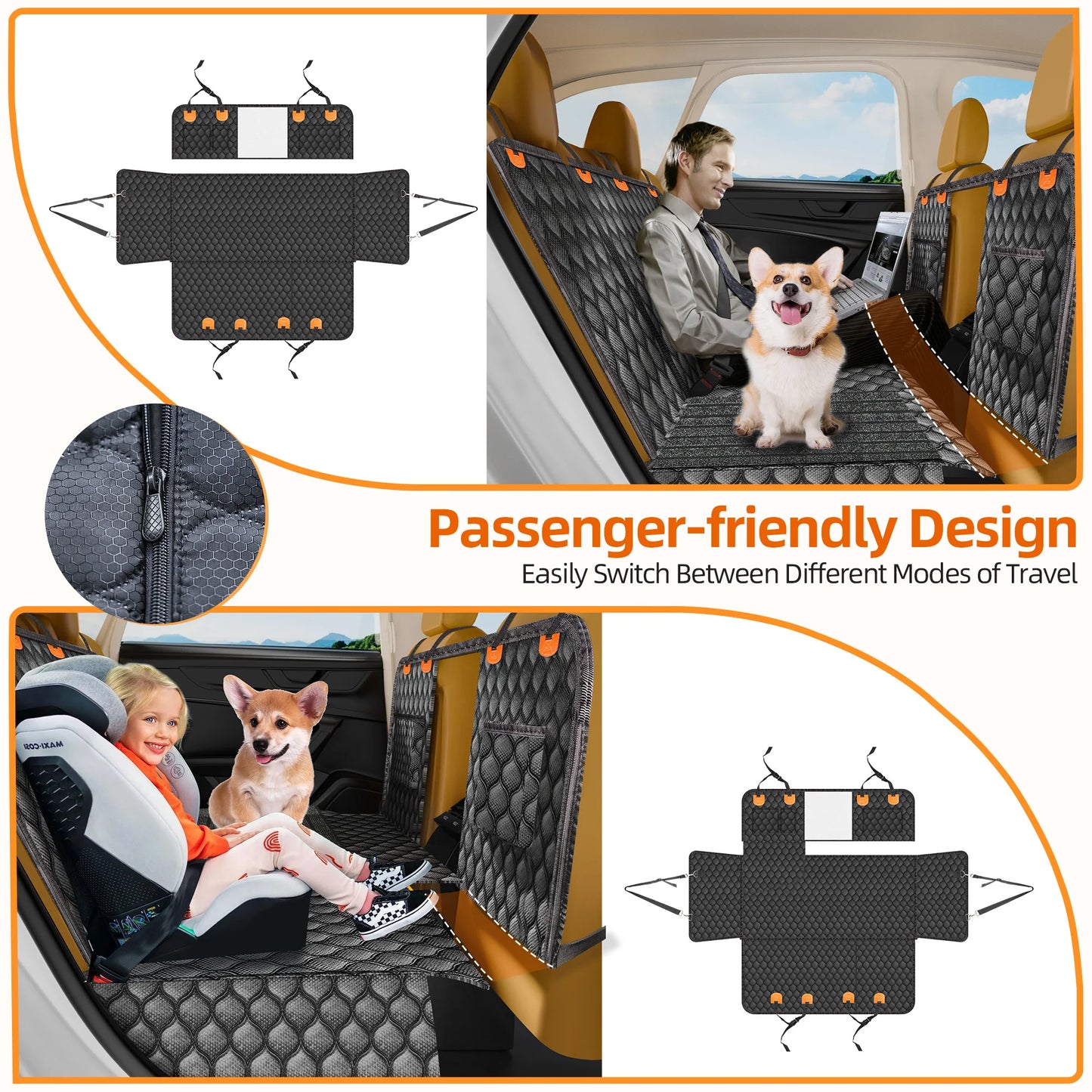 Dog Back Seat Extender Waterproof Non Slip Car Cover