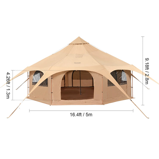 VEVOR Canvas Bell Tent All Season Camping Holds Eight People