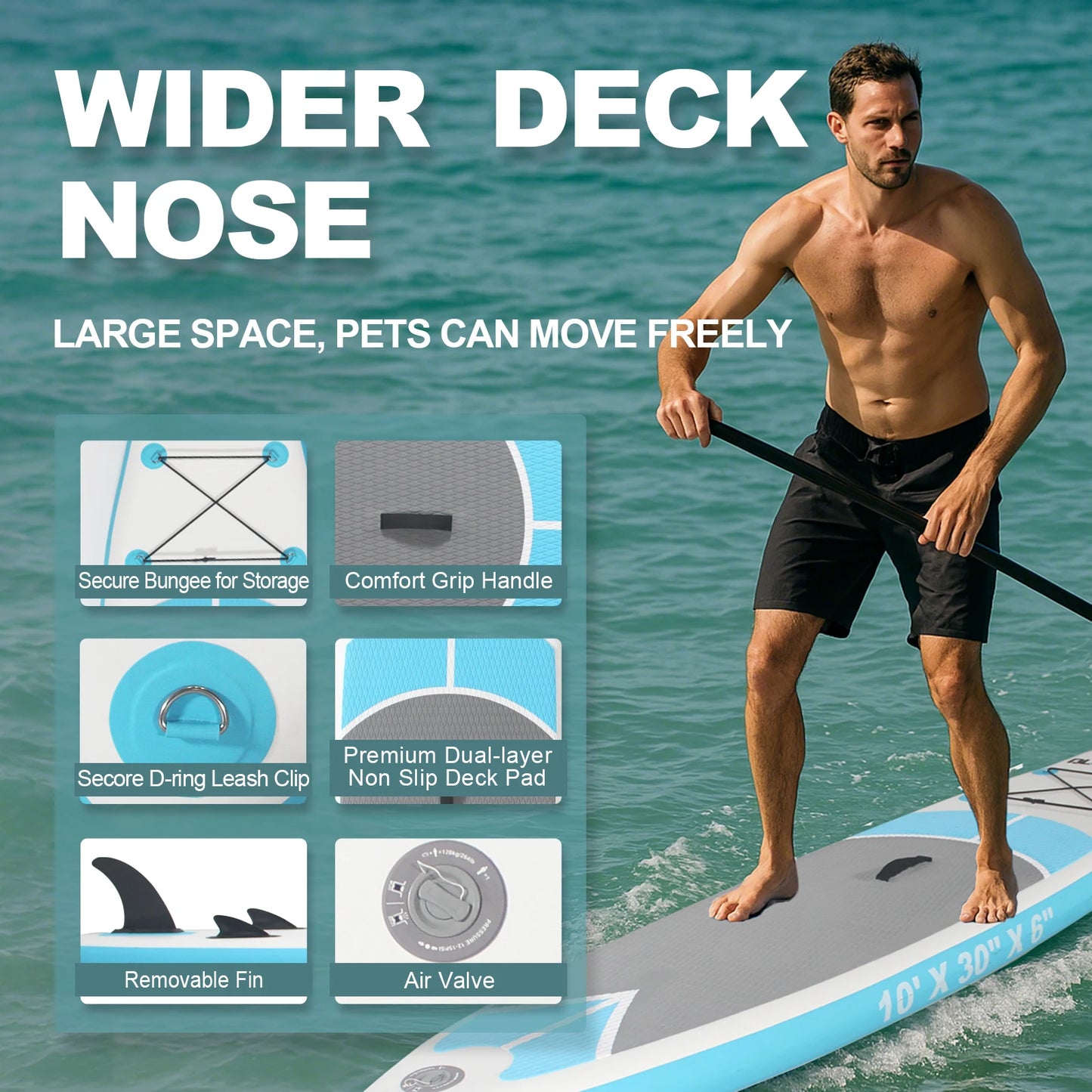 Inflatable Stand Up Paddle Board – Anti-Slip EVA Deck for Enhanced Stability
