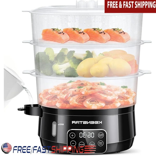 Electric Food Steamer 3 Tier BPA Free Digital Timer