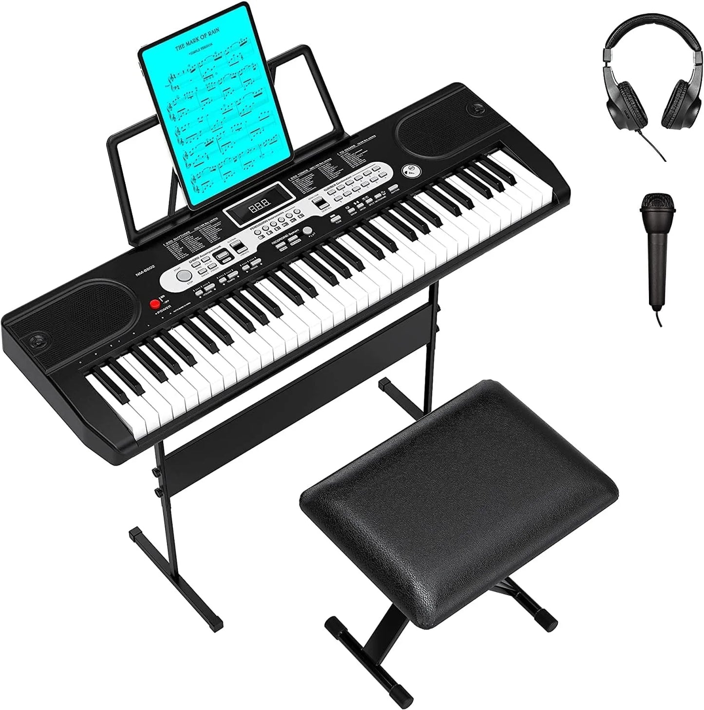 61 Key Keyboard Piano for Beginners with Bench and Mic