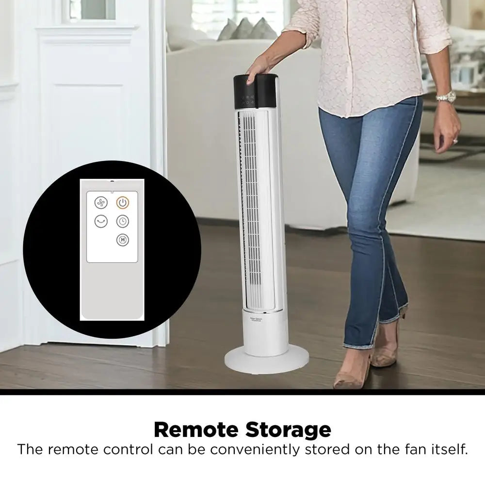 Tower Fan With Remote Timer LED Display Three Speeds