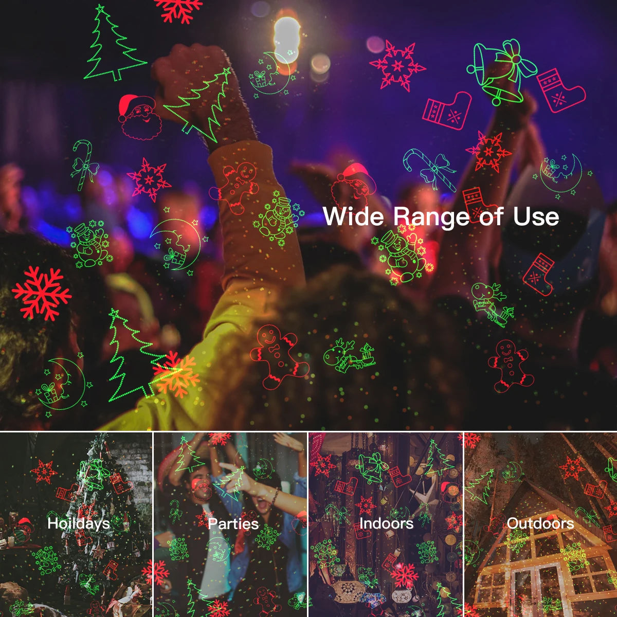 Outdoor Christmas Projector Lights With Remote 12 Patterns