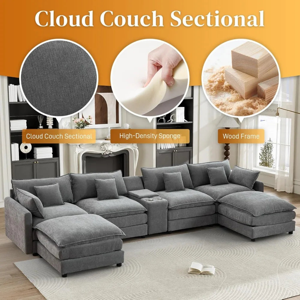 Cloud Couch Modular Gray Sectional With Chenille Comfort