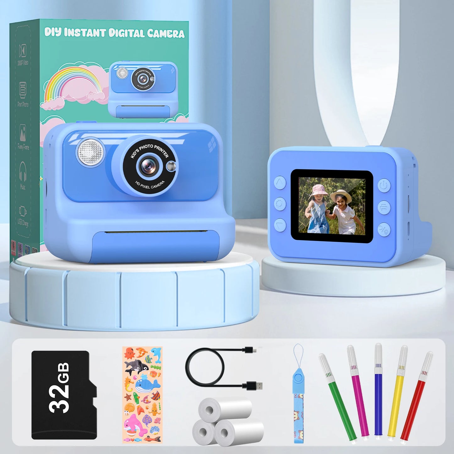 Kids Camera Instant Print Mini 1080P HD Toy For Toddlers