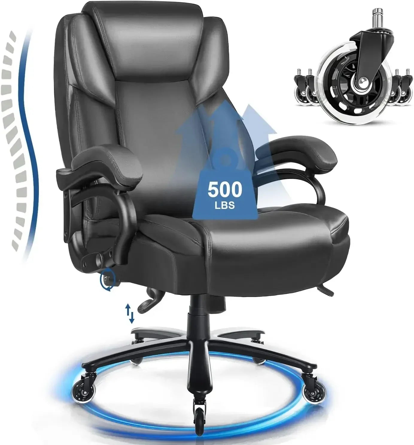 Heavy Duty Office Chair 500lbs With Ergonomic Lumbar Support