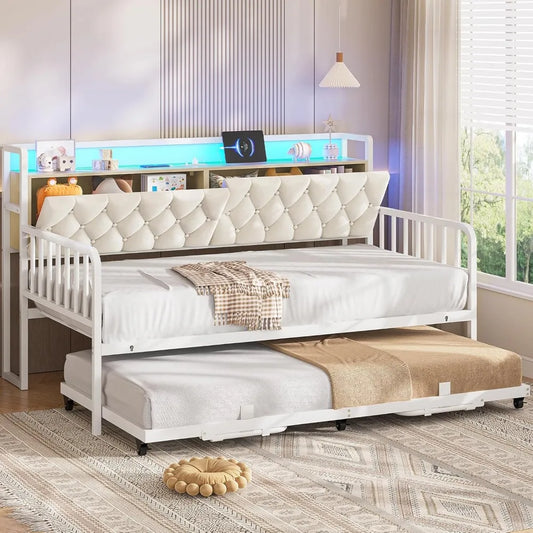 Versatile Daybed with Trundle and Built-In Charging Station