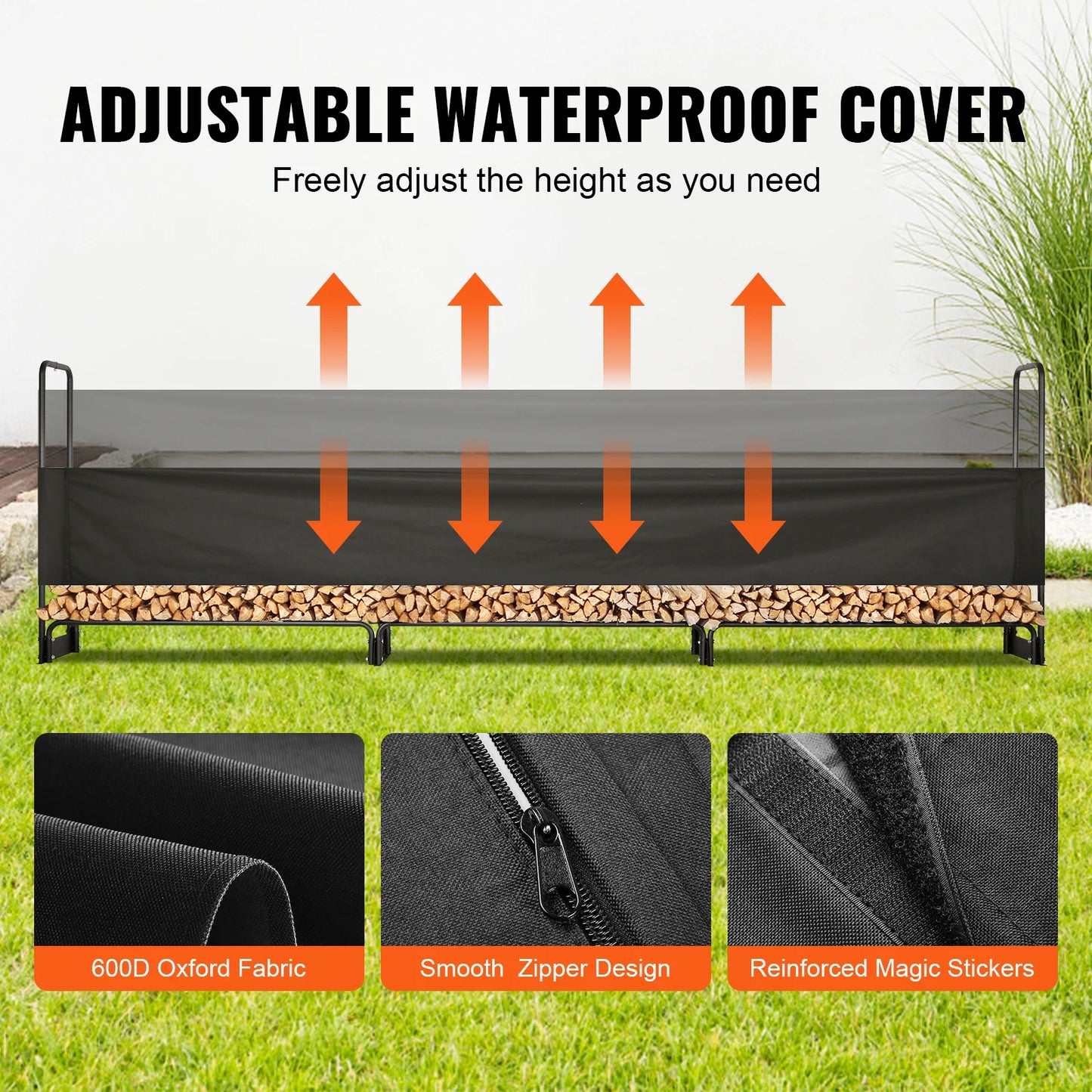 Outdoor Firewood Rack With Cover Heavy Duty Holder Patio