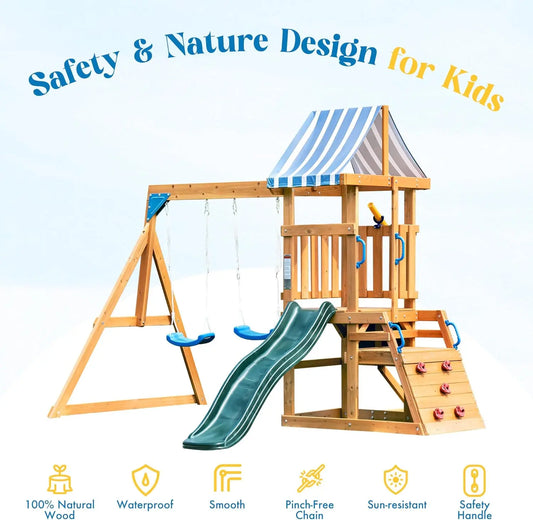 Robotime Robud Wooden Swing Set for Outdoor Adventure