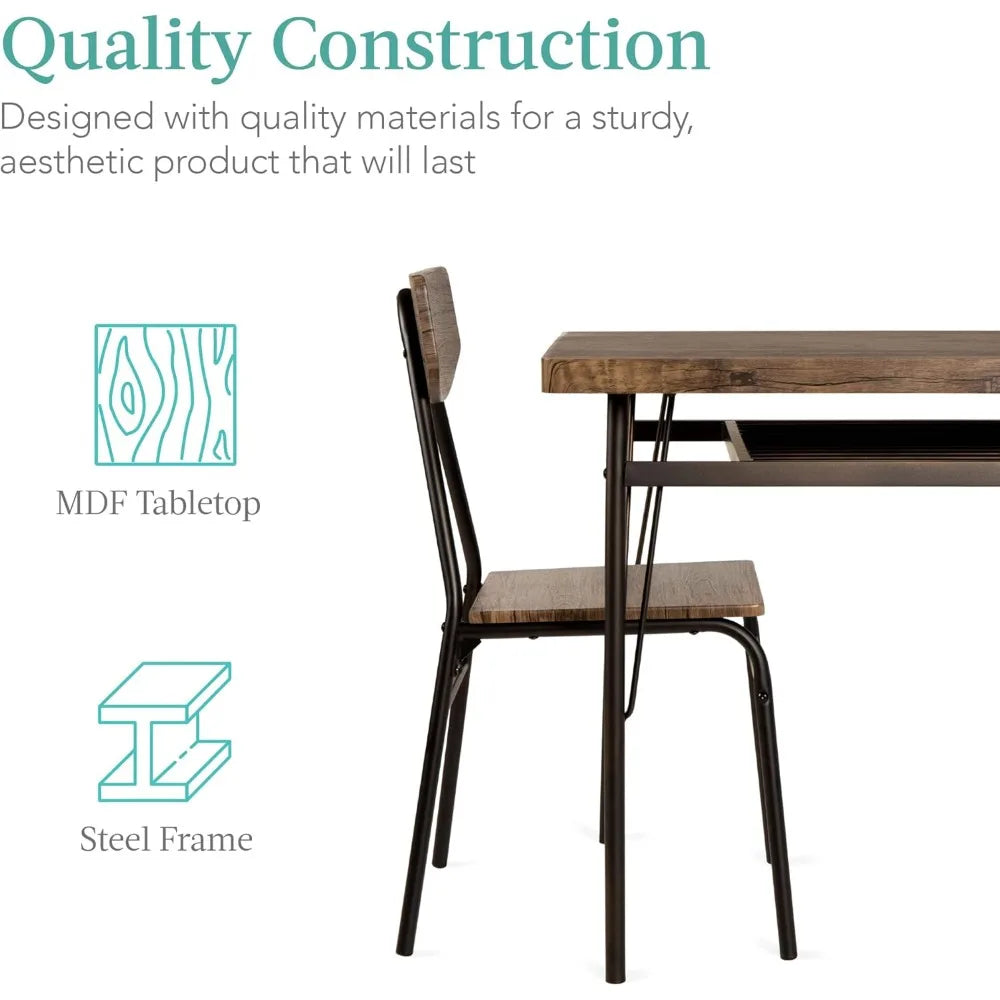 Modern 6 Piece Dining Set With Storage Racks And Bench