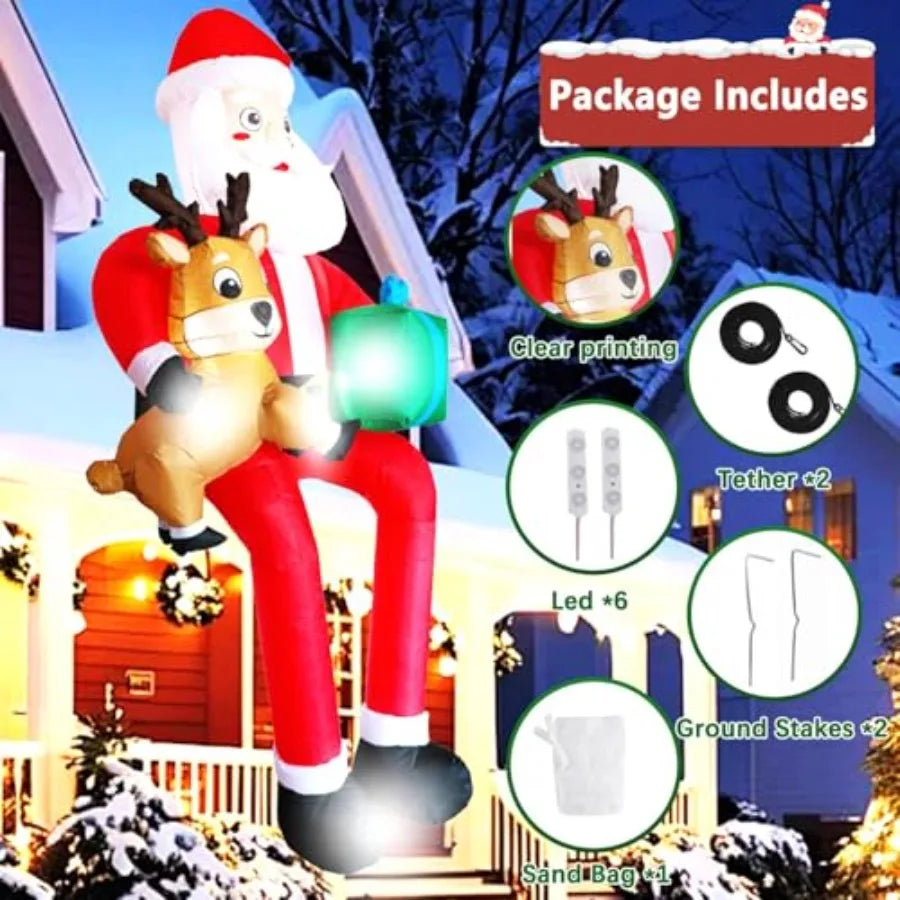 Sitting Santa Outdoor Inflatable With LED Lights Christmas