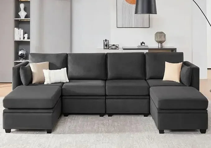 Modular Sectional Sofa With Storage And Ottomans U Shaped