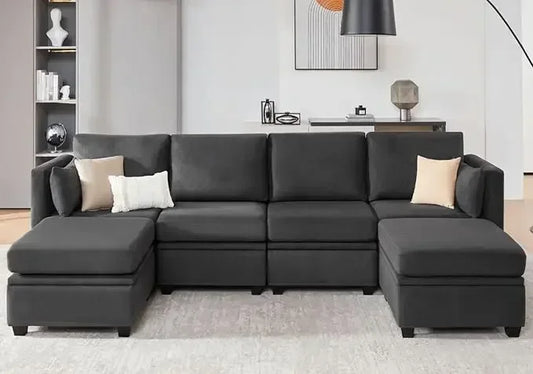 Modular Sectional Sofa With Storage And Ottomans U Shaped
