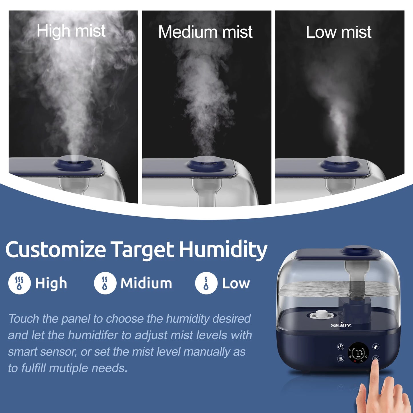 Sejoy 5L Large Room Humidifier With Aromatherapy Diffuser