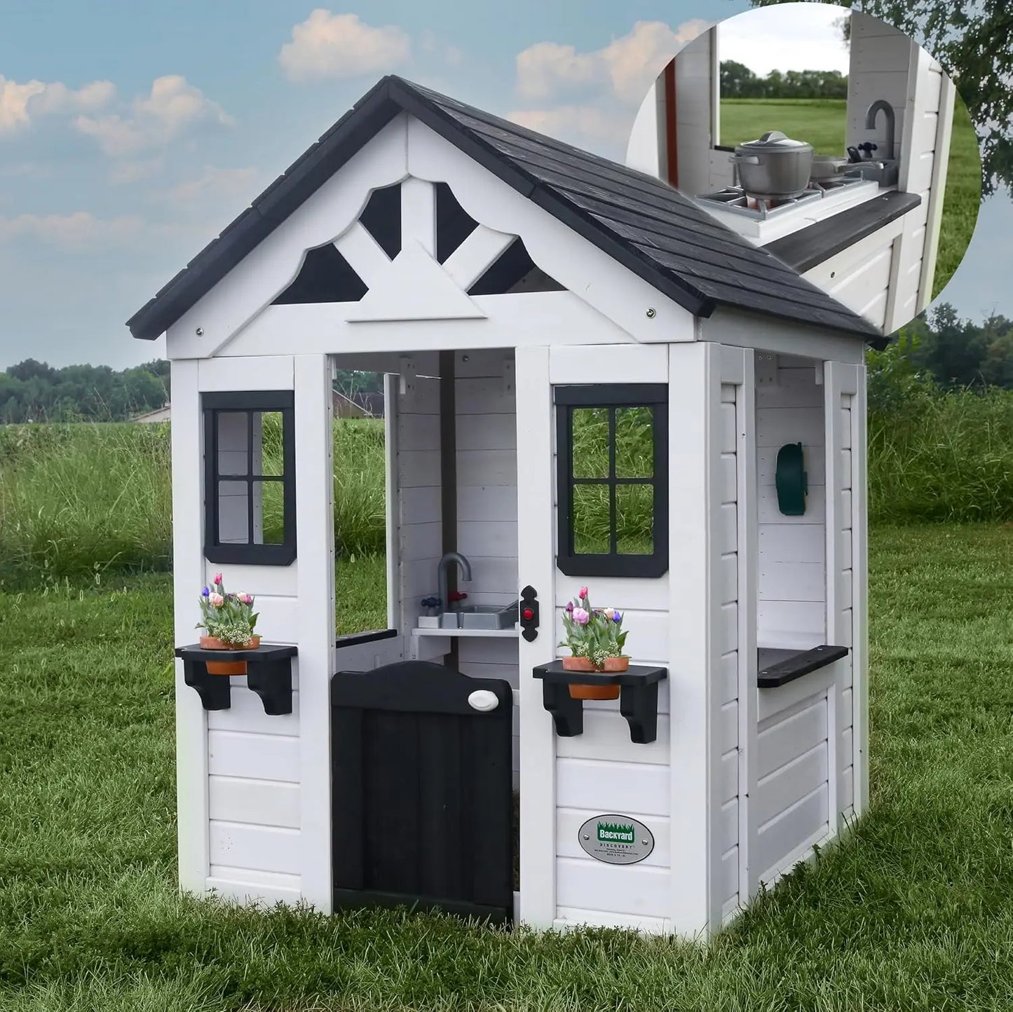 Sweetwater Cedar Outdoor Wooden Playhouse Kitchen Set