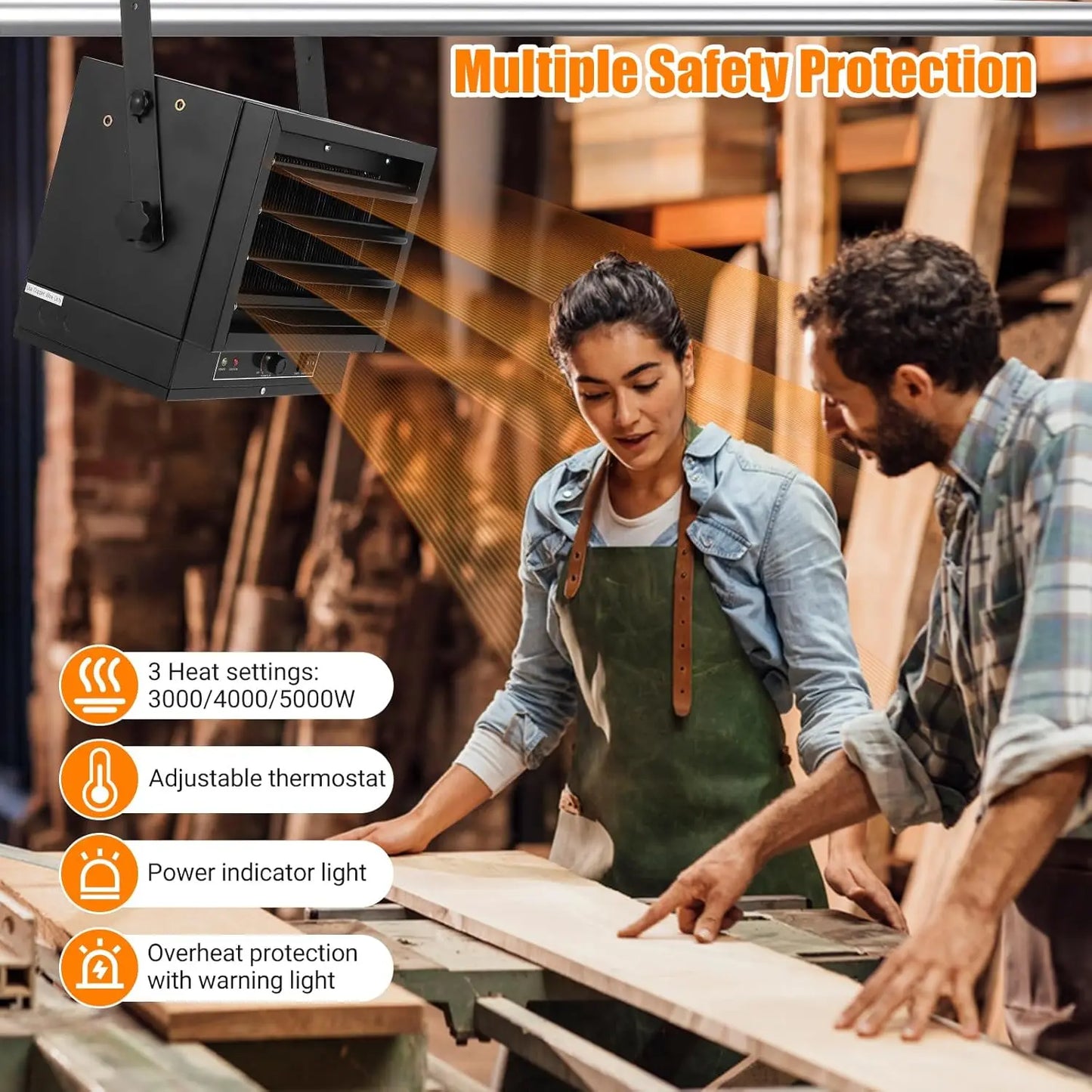 Ceiling Mount Garage Heater 5000 7500W 240V Fast Warmth