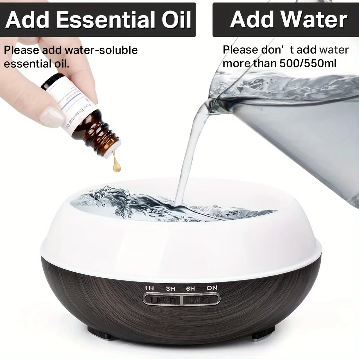 Wood Grain Aromatherapy Essential Oil Diffuser With Remote