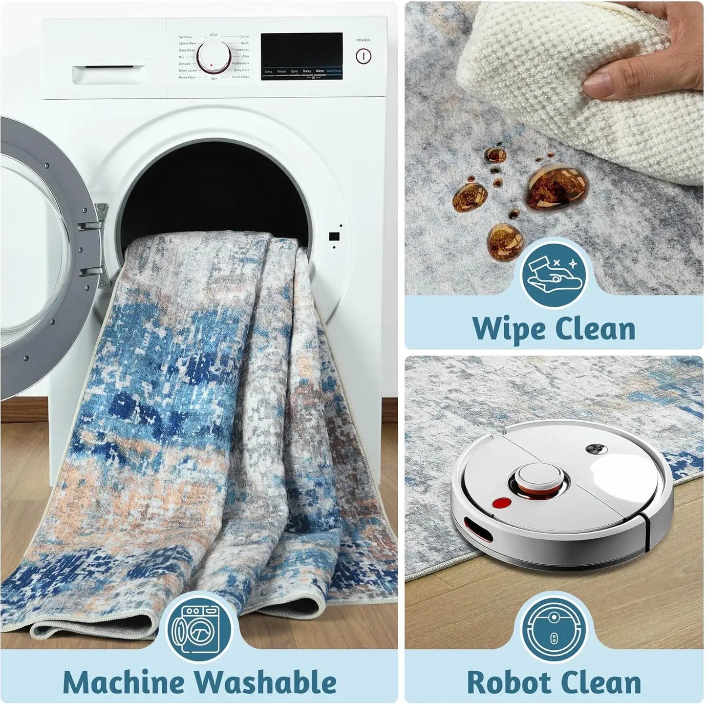 Modern Abstract Area Rug Non Slip Soft Machine Washable