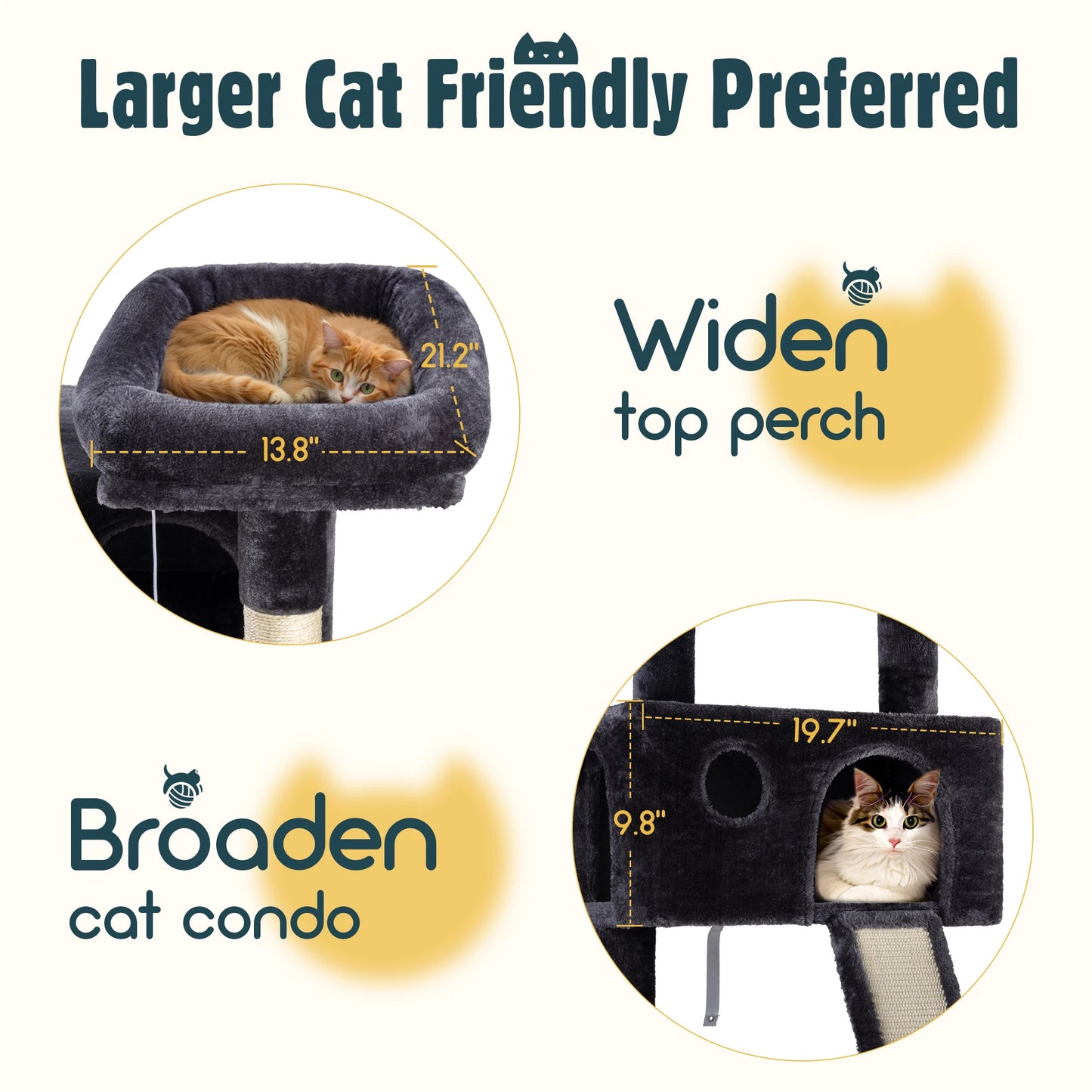 HOOMIC 65in Multi-Level Cat Tree for Multiple Cats