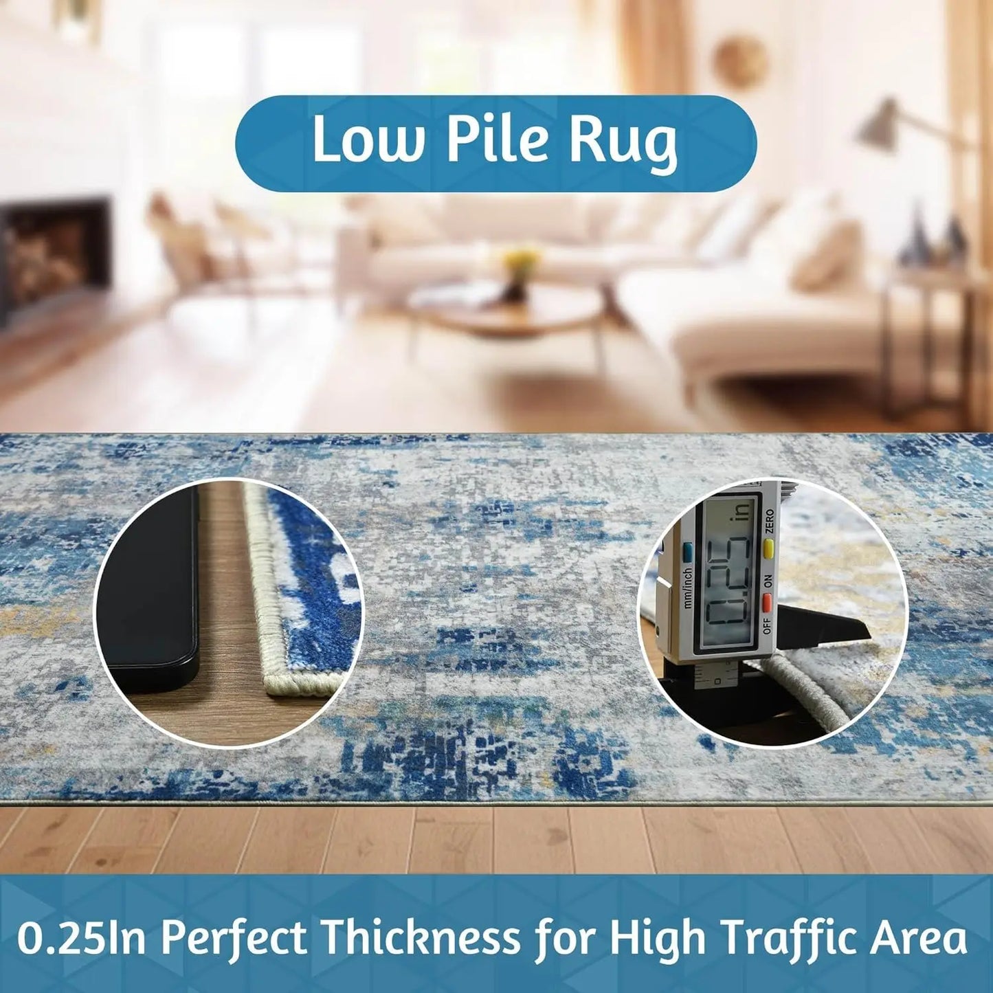 Modern Abstract Area Rug Non Slip Soft Machine Washable