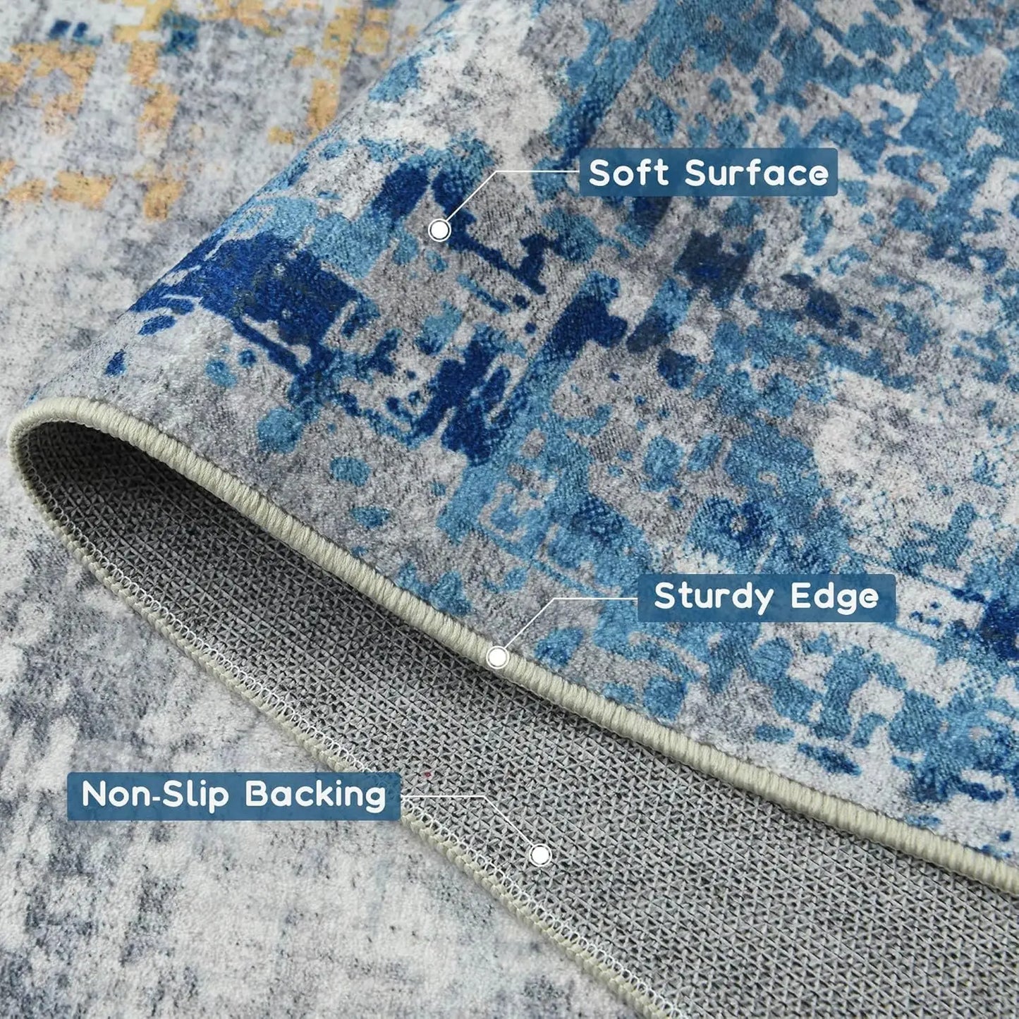 Modern Abstract Area Rug Non Slip Soft Machine Washable