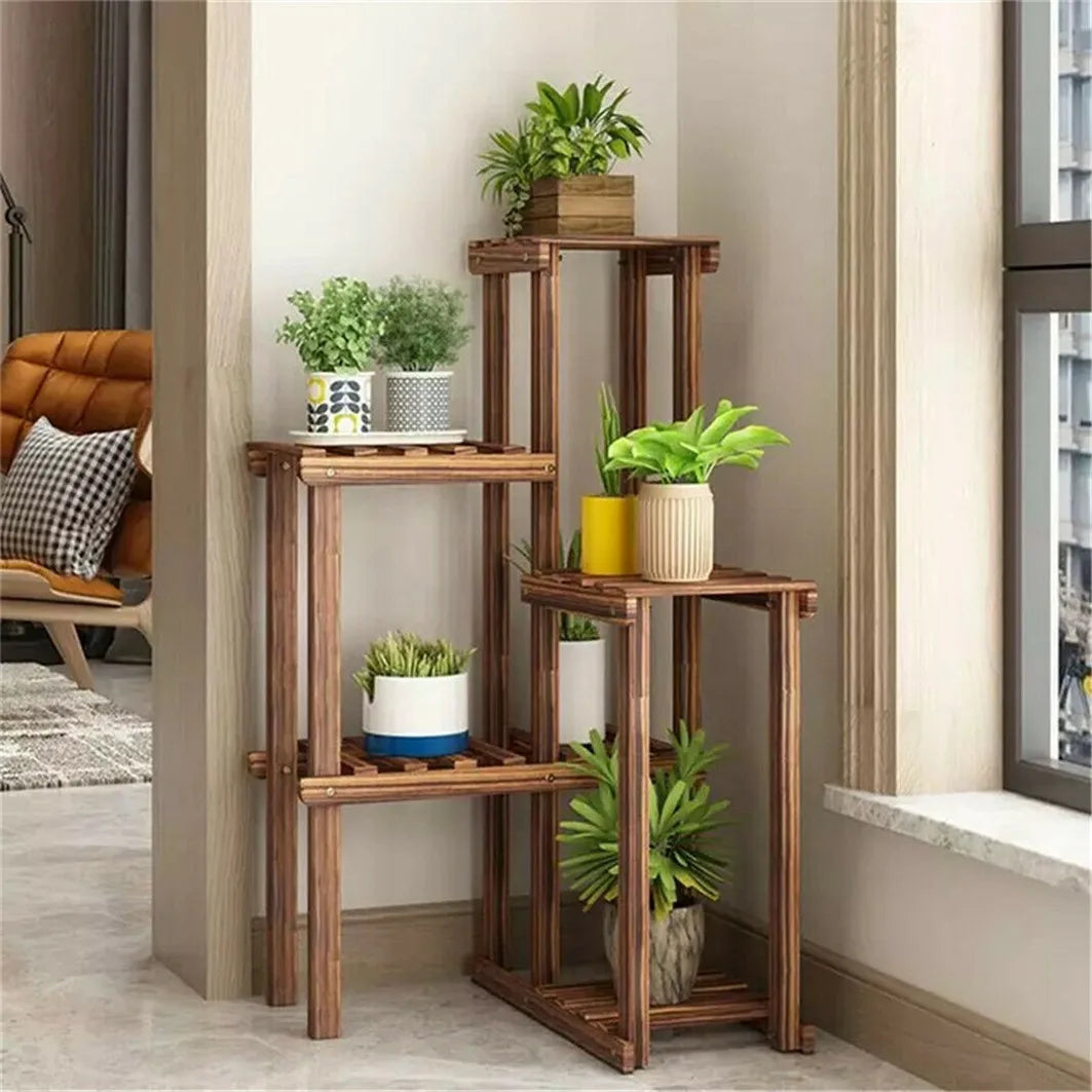 Wooden Plant Corner Stand 6 Tier Indoor Outdoor Display