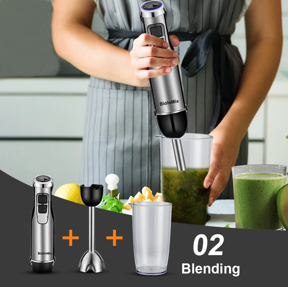 BioloMix 1200W Immersion Blender 4 In 1 With Chopper