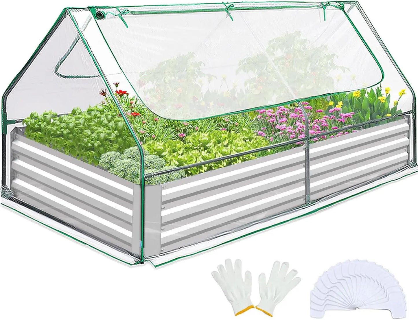 Raised Garden Bed With Cover Greenhouse Kit Galvanized Metal