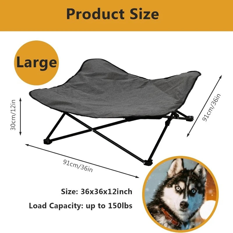 Portable Raised Dog Bed With Carrying Bag And Padded Cushion