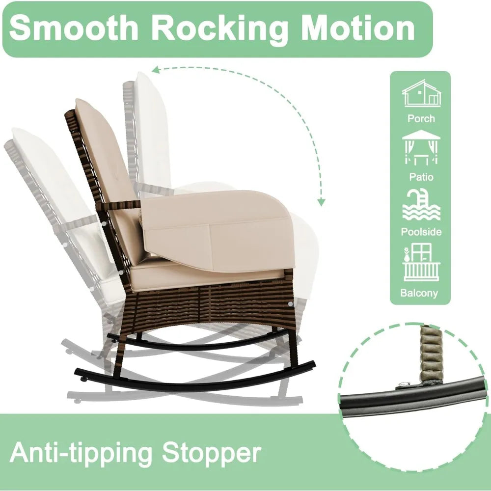 Stylish 3-Piece Patio Furniture Set with Rocking Chairs