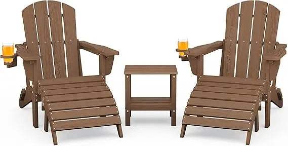 Weather Resistant Adirondack Chair and Ottoman Set