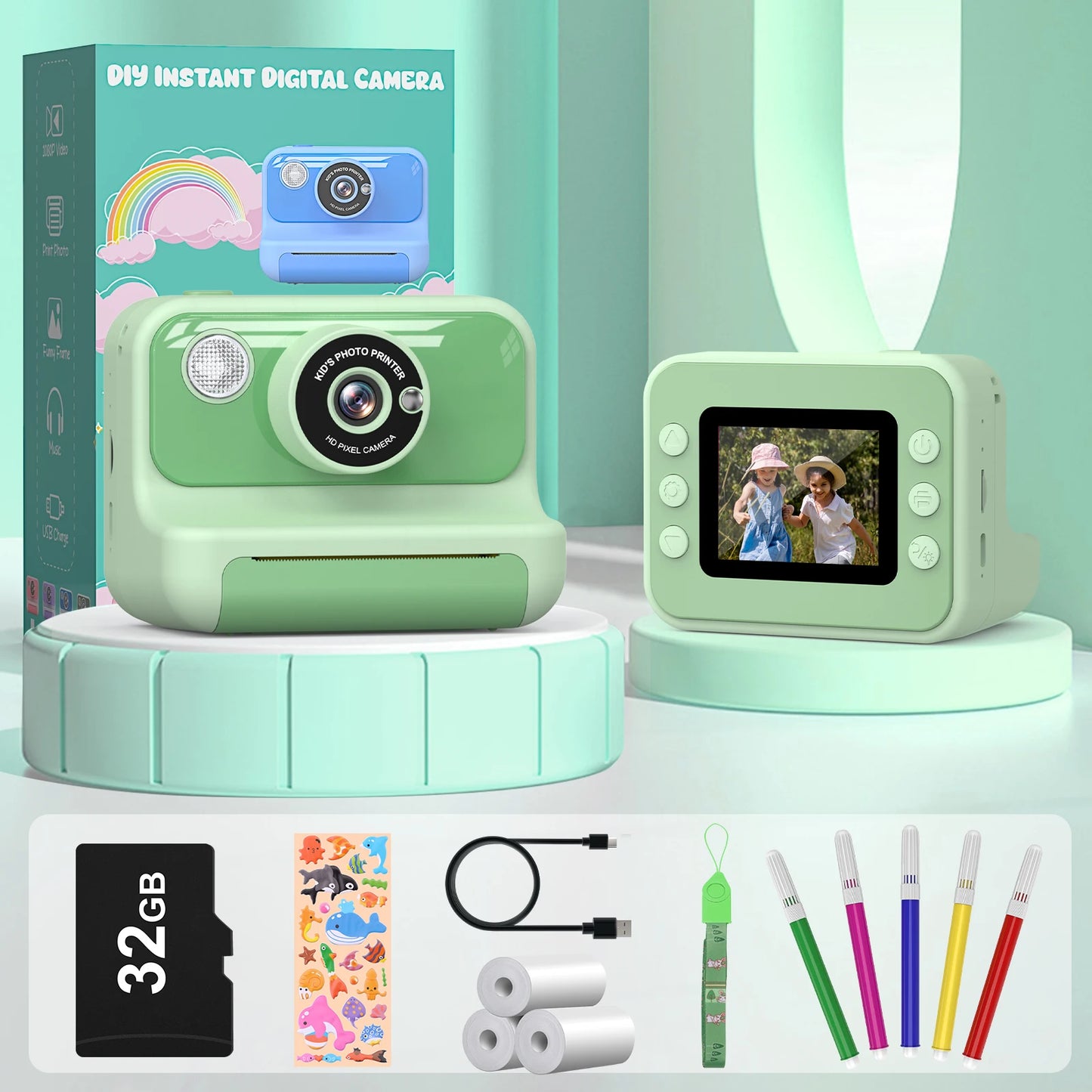 Kids Camera Instant Print Mini 1080P HD Toy For Toddlers