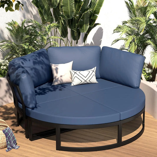 Patio Furniture Set Outdoor Daybed With Cushioned Seats