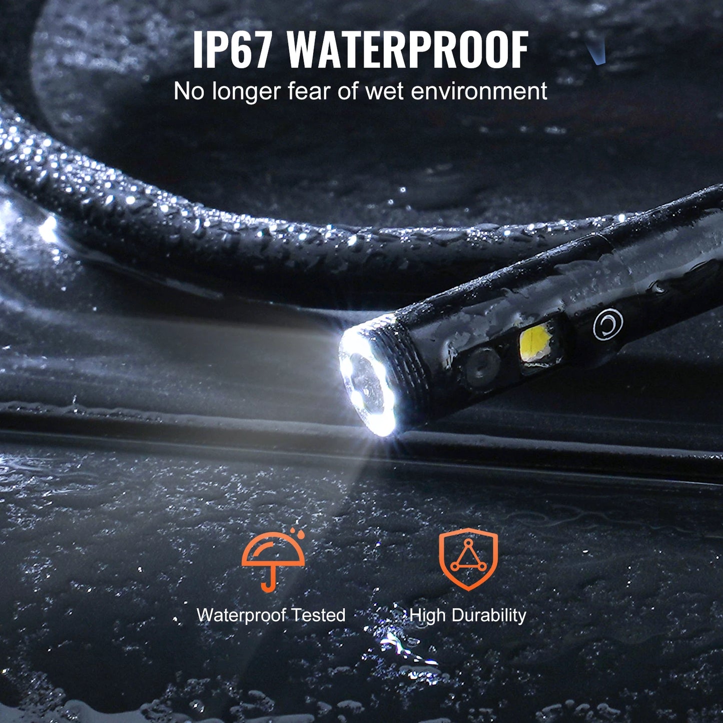 Dual Lens Endoscope Camera With LED Lights 4.3 Inch Screen