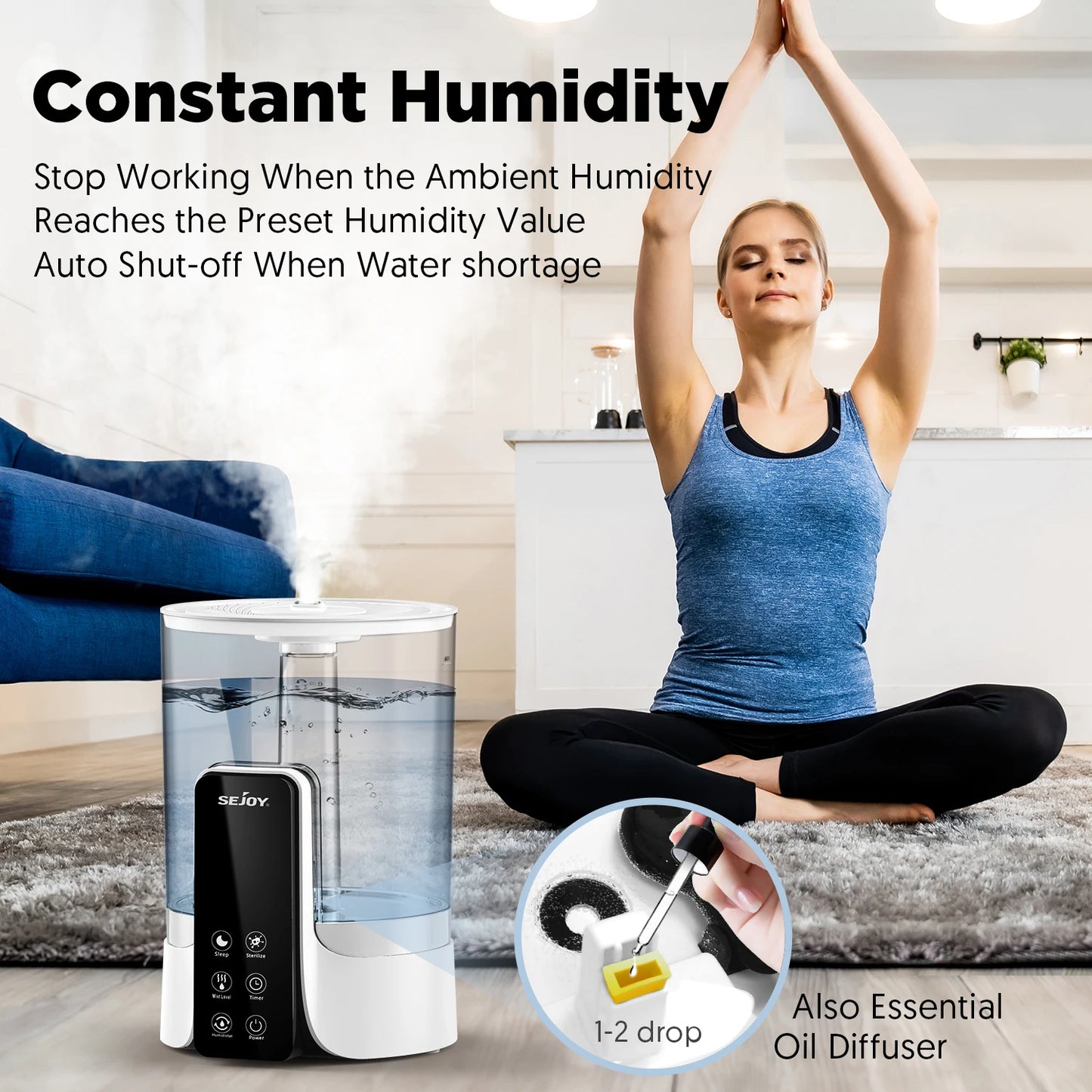 Smart LED Humidifier with Aromatherapy and Digital Display