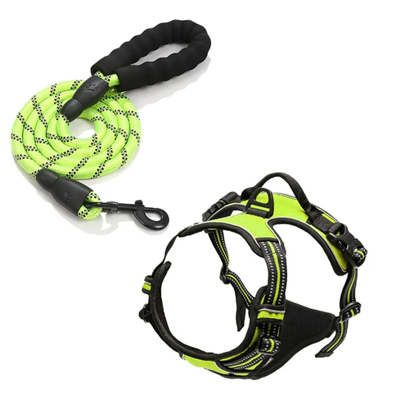 Reflective Dog Harness Vest Chest Strap With Durable Leash