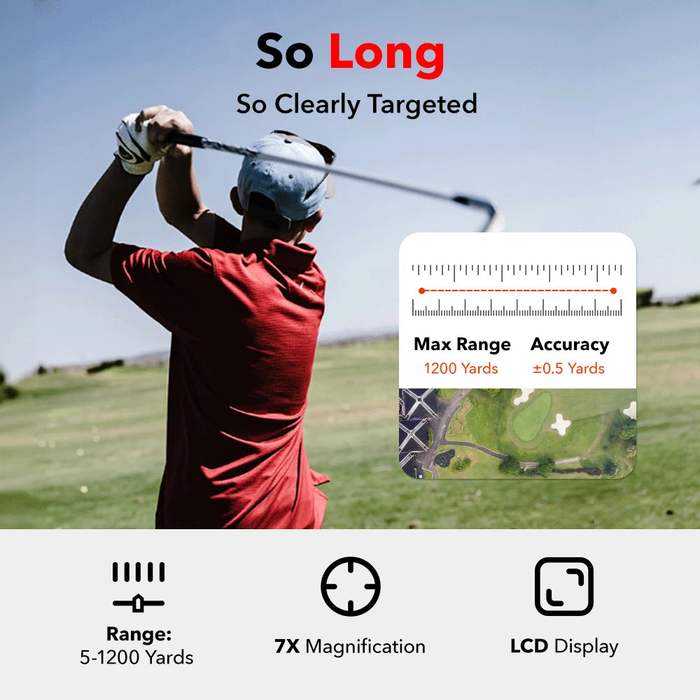 RedTiger C001 Golf Rangefinder with Slope and 7X Magnification