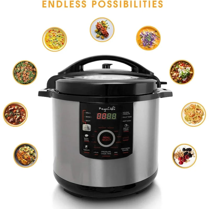MegaChef 12 Quart Digital Pressure Cooker with 15 Cooking Options