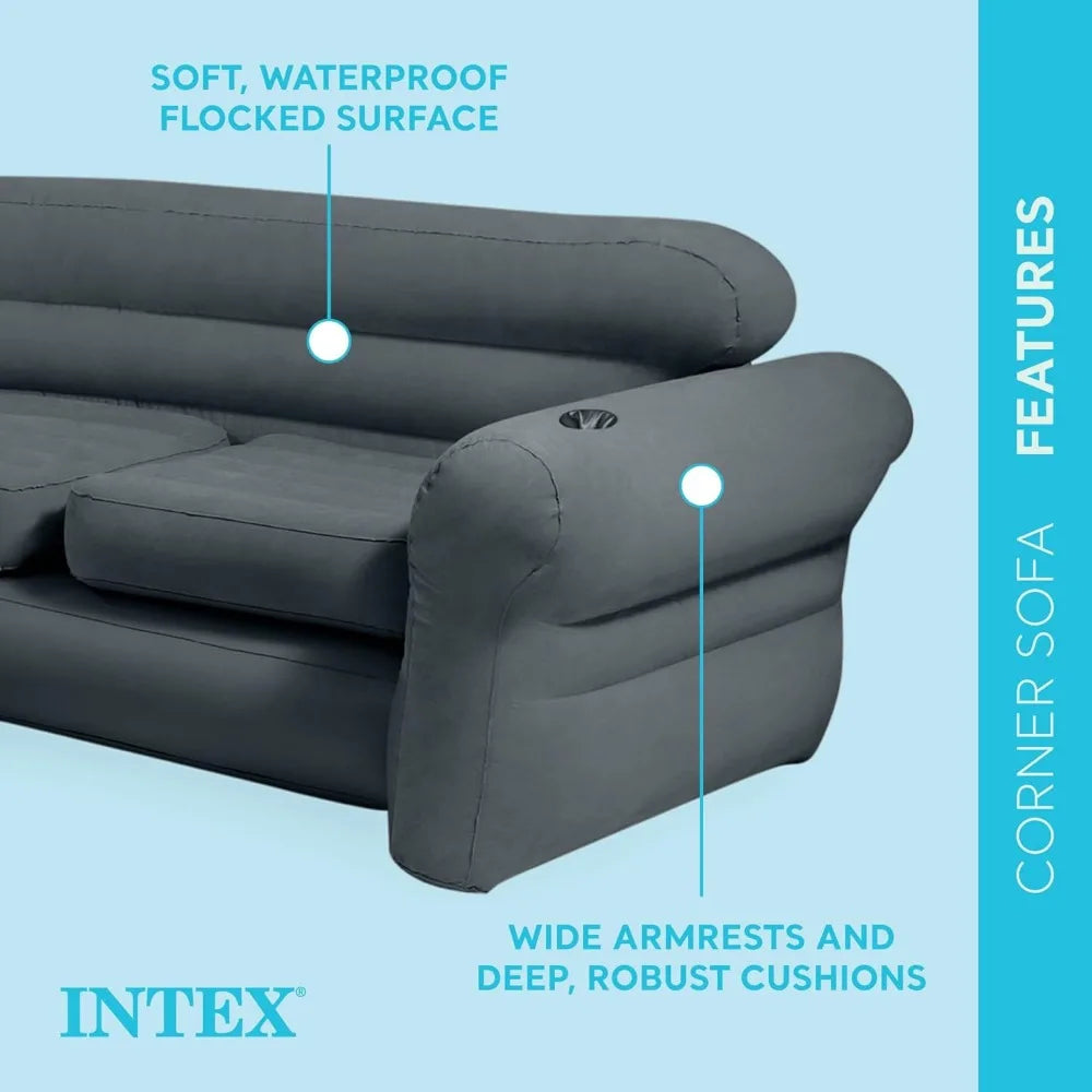 Inflatable Corner Sofa L Shaped Sectional With Cupholders