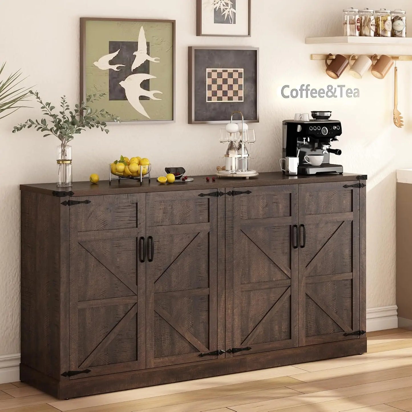 65 Inch Sideboard Buffet Cabinet With Ample Storage Modern