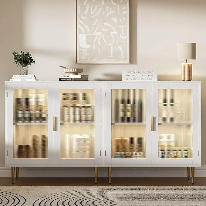 Sideboard Cabinet With LED Lights And Adjustable Shelves