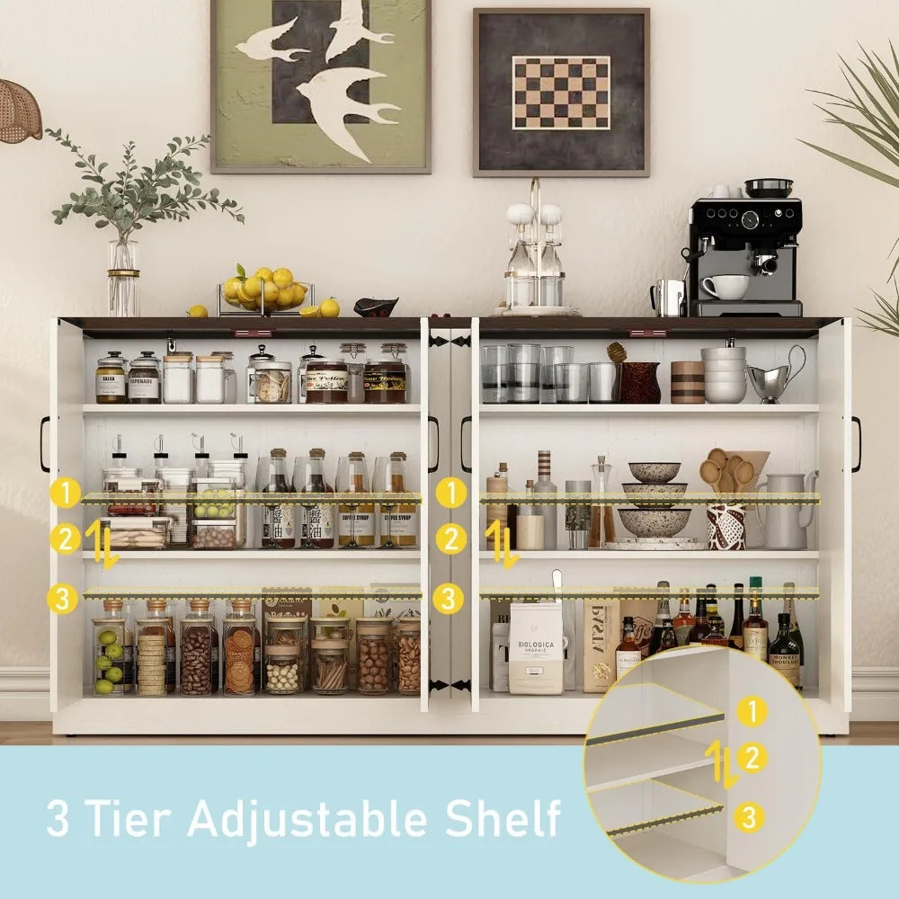 65 Inch Sideboard Buffet Cabinet With Ample Storage Modern