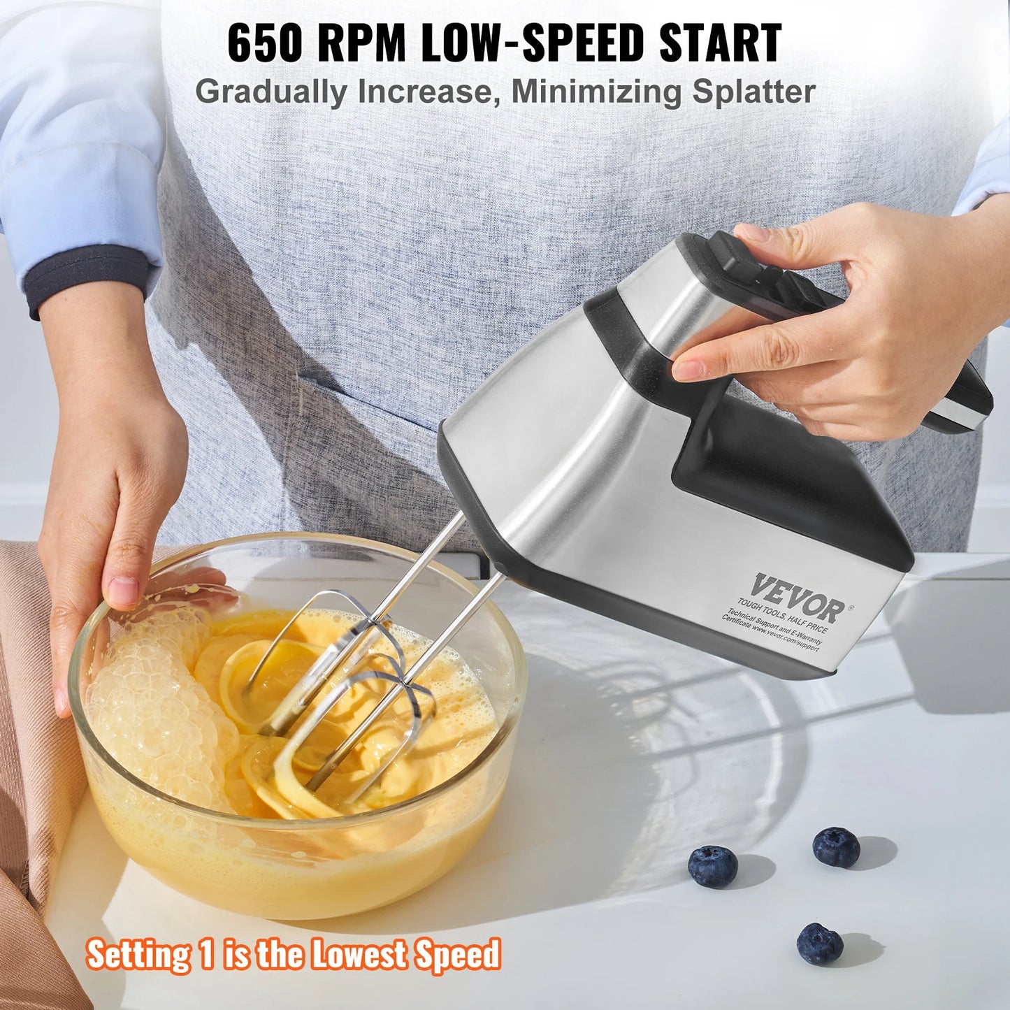 Cordless Electric Hand Mixer With Variable Speed Control