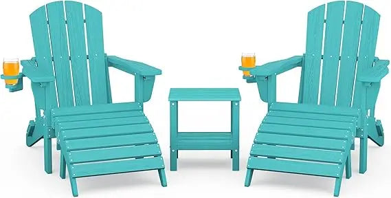 Weather Resistant Adirondack Chair and Ottoman Set