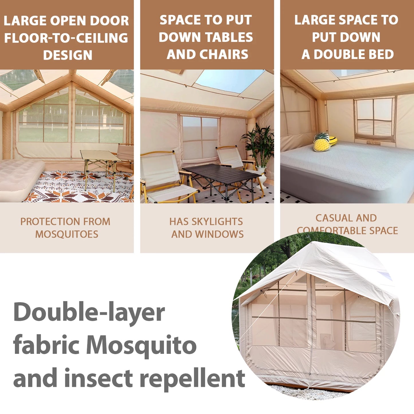 Inflatable Tent – Ultra-Quick Setup for 6 to 8 People with 4 Season Durability