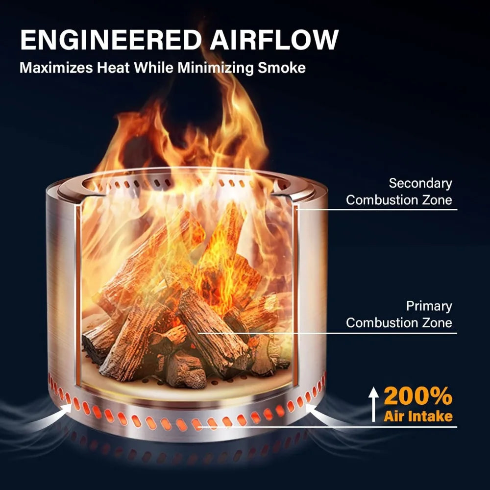 Stainless Steel Outdoor Fire Pit Smokeless Wood Burner