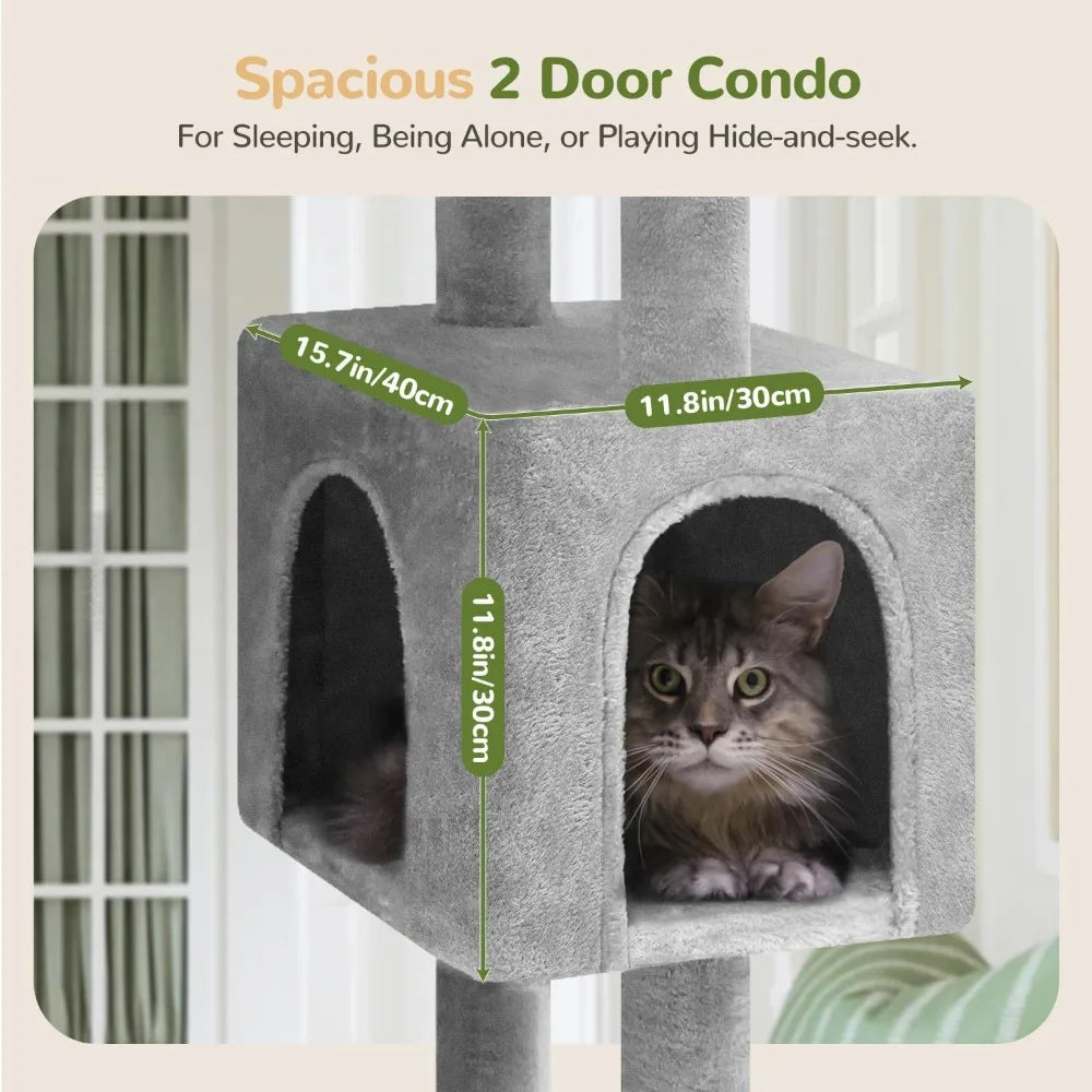 ZHIYONG F64 Cat Tree Tower with Scratching Post for Large Cats